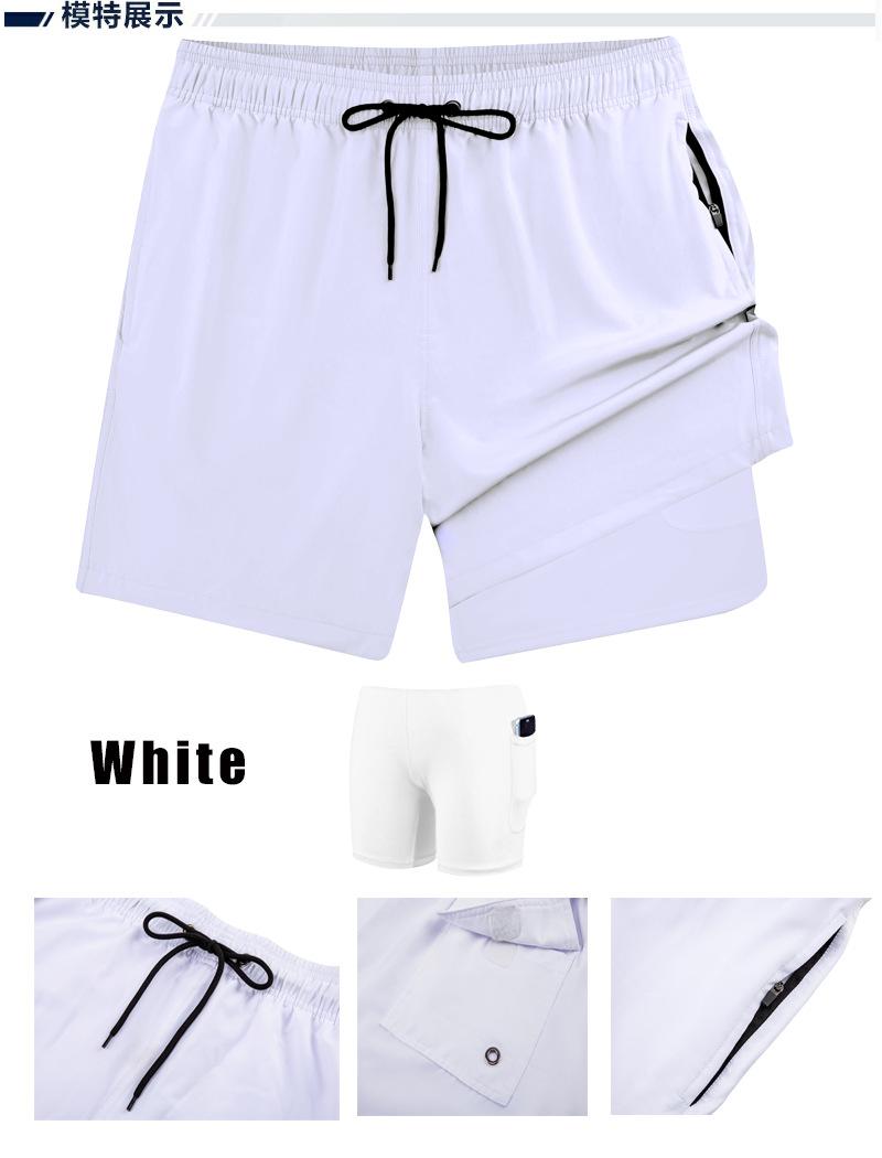Product Introduction of European and American Men's Swim Shorts with Zipper Pocket, Two-in-One Beach Shorts, Anti-Embarrassment, Quick-Dry, Water-Resistant Lining Shorts 11