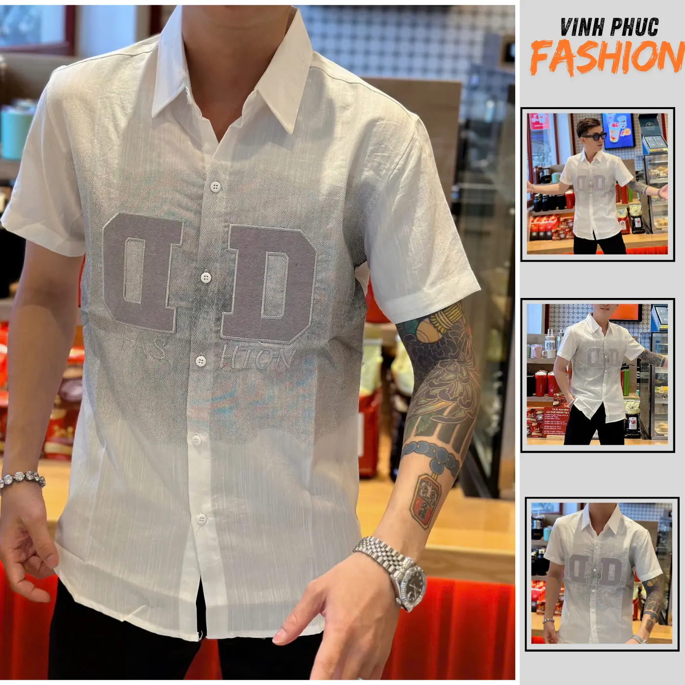 Áo sơ mi nam tay ngắn, chất liệu cotton cao cấp, vải dệt kim mềm mại, có cổ, đủ size từ M đến 7XL - Kate somidep