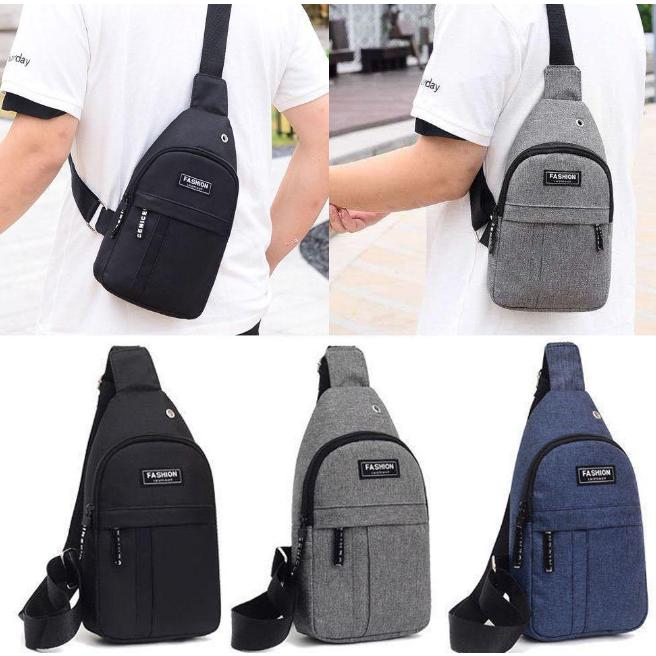 Balo đeo chéo, Túi đeo ngực thời trang thể thao chống trộm cho nam có cổng sạc USB nhiều lớp nhỏ gọn tiện dụng