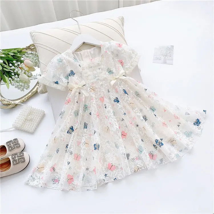 [HARGA SPESIAL LIVE PRINCESS KESLI] Dress Brukat Butterfly Anak Perempuan NTQ030 Gaun Katun Kids Fashion Bayi