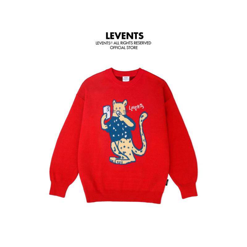 Áo Sweater Len Levents "My Animals" Series Panther/ Cream Chất Len Dệt Unisex Oversized