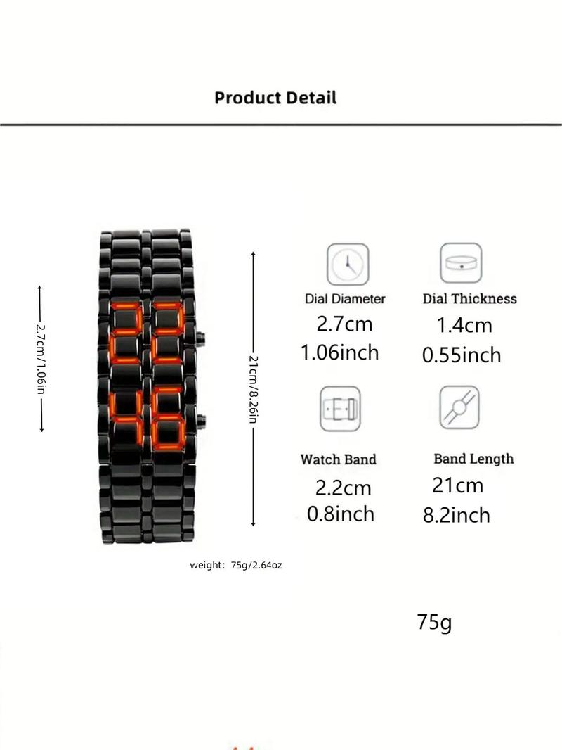 Product Introduction of Men's Punk LED Digital Watch, Street Trend Novelty Wristwatch with LED Light, Chic Watch As Gift for Boyfriend Gift without Box 7