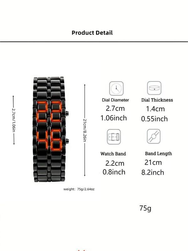 Men's Punk LED Digital Watch, Street Trend Novelty Wristwatch with LED Light, Chic Watch As Gift for Boyfriend Gift without Box 1