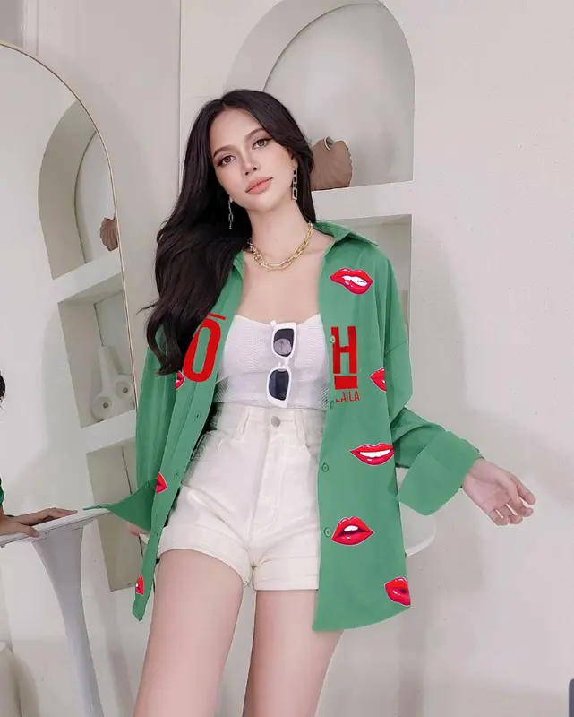 Kemeja Wanita XXL Lips Ohlala Atasan Wanita Jumbo 4