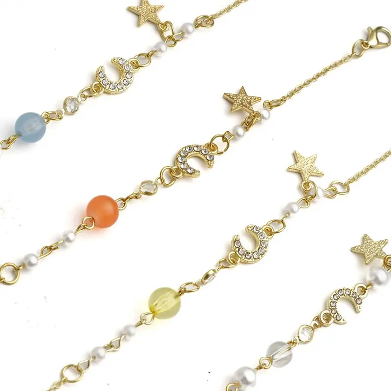 Vòng Tay Zircon Giả, Starmoon, Khảm Ngọt Ngào Với Ngôi Sao Và Mặt Trăng, Thiết Kế Lộng Lẫy, Ngọt Ngào Và Tự Nhiên 3