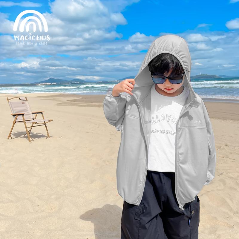 Áo chống nắng bé trai size đại Magickids áo khoác chống nắng có mũ cho bé từ 15 đến 45kg chất thun lạnh ACN24001 Sport Có Cổ