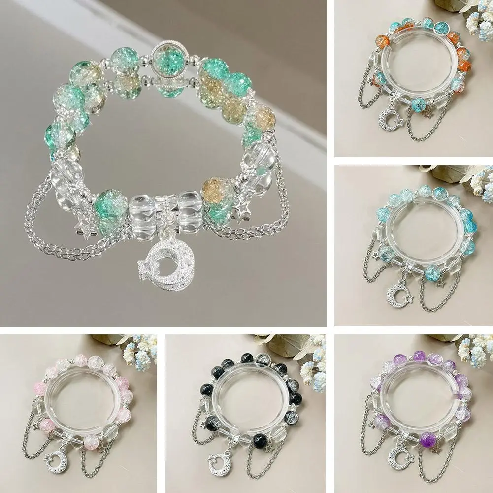 Colorful And Shiny Beaded Bracelets Moist And Translucent Bracelets Sweet And Cute Versatile Gifts For Friends Small Butterflies Small Flowers Tassel Pendants