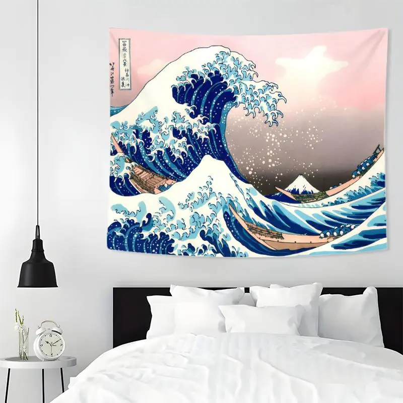 Great Wave Pattern Tapestry, 1 Count Wall Hanging Decor, Wall Art for Home Living Room Bedroom Study Room Office Dormitory