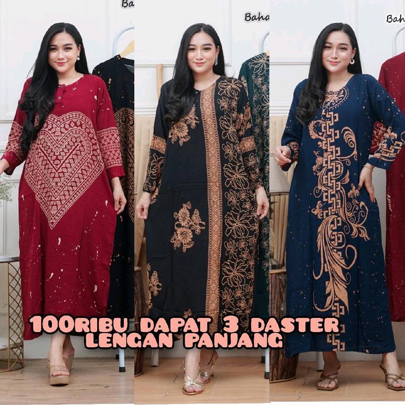 daster murah 100ribu dapat 3pcs longdress wanita cantik new motif Bunga Bunga Musim panas Musim dingin Busui Kancing citra Tidur Bumil Rayon 0