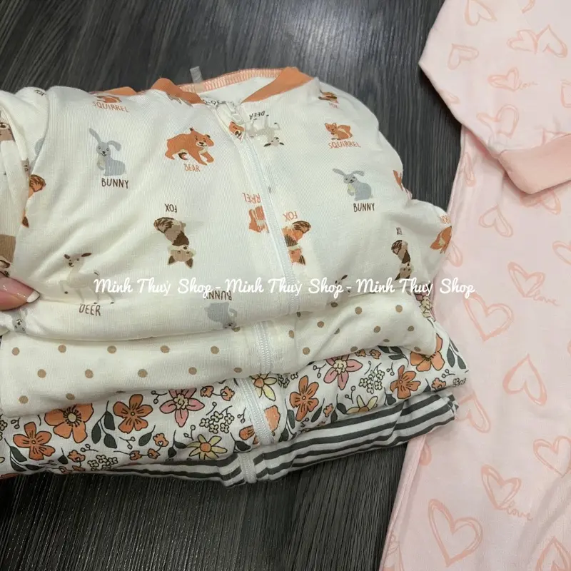 Sleep Suit ngủ sợi tre cho bé trai bé gái họa tiết đáng yêu size 0/3-6/9 tháng 3