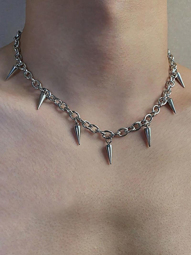 Product Introduction of Punk Style Creative Geometric Design Pendant Necklace, Stainless Steel Pendant Necklace, Fashion Jewelry Accessories for Men As Gift 3