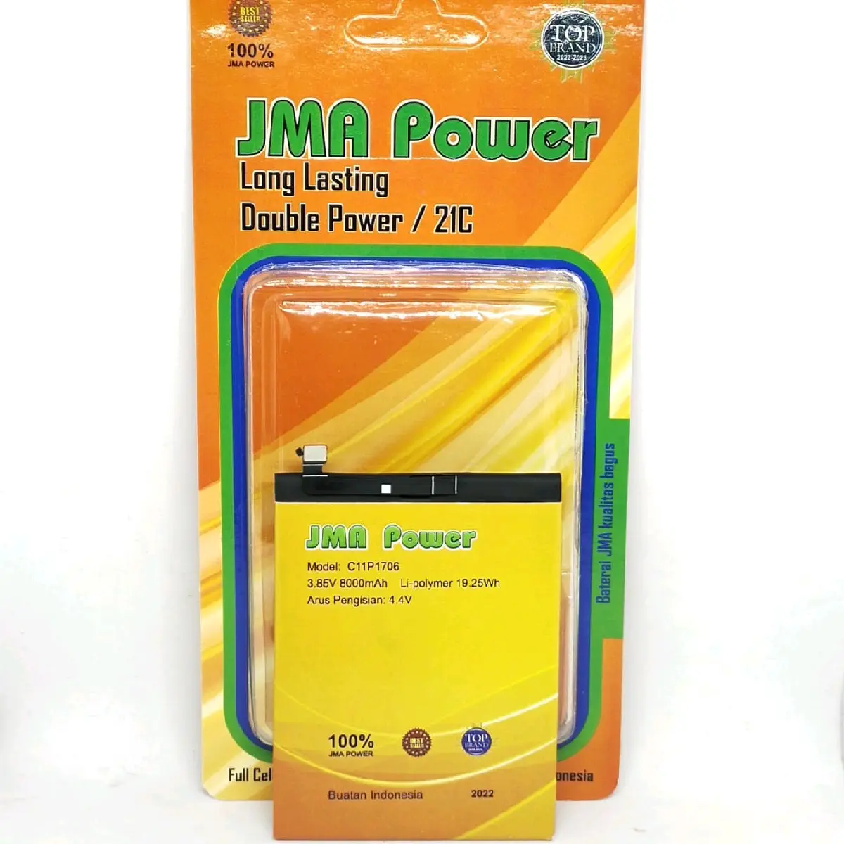 Baterai JMA Power Double Power Original For Asus Zenfone Max Pro M1/ Max Pro M2 C11P1706 battery 8000 mAh Bonus Handsfree dan Lem Perekat Baterai