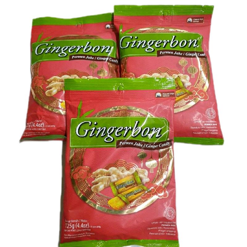  COMBO 3 BỊCH KẸO GỪNG Ăn vặt  GINGERBON 125G bịch Candy Snack Food kẹo dẻo 