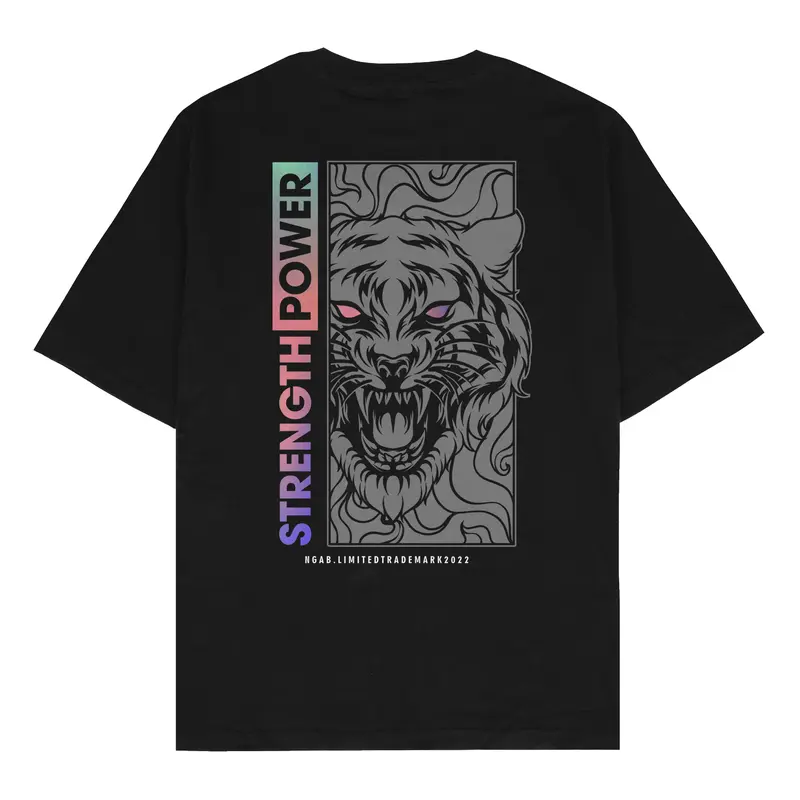 (Gratis Stiker) Ngab Kaos Baju Distro Sablon Reflective Rainbow Strength Power Of Tiger NB035 Unisex Pria Wanita Cotton Combed 24s ( Beli 3 Pcs Gratis Gelang ) Digital 2