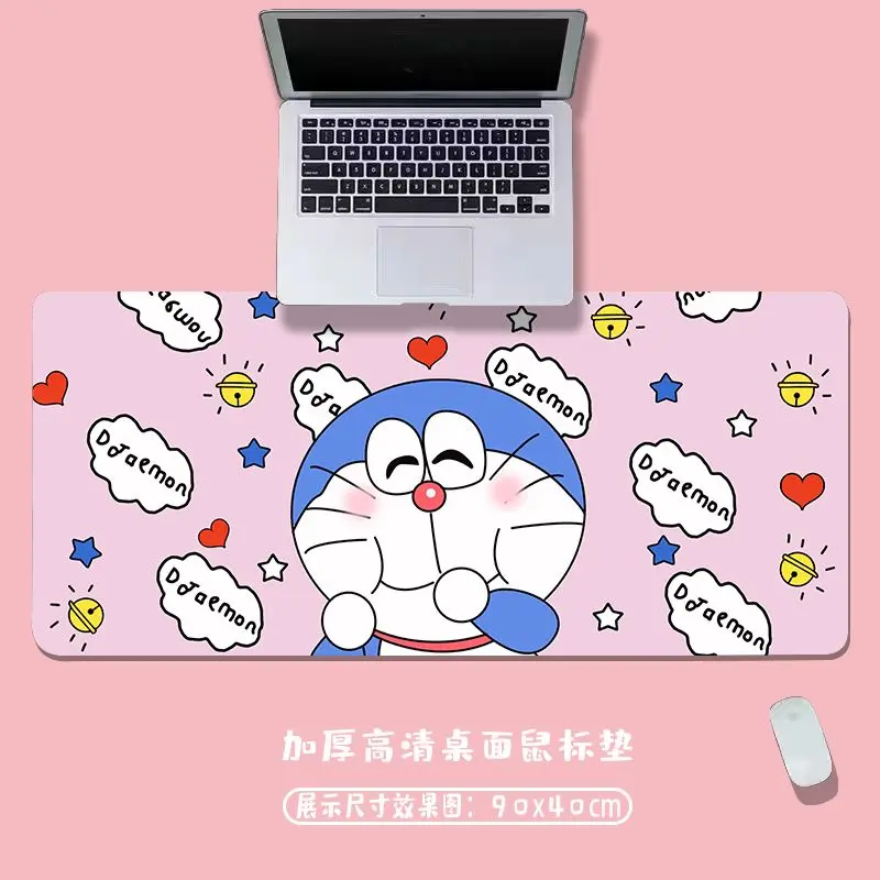 Tấm lót chuột quá khổ cho bé gái, phim hoạt hình dễ thương, Doraemon, Xanh Biển , Fat Man, Pokonyan, chống vết bẩn, khóa máy tính, tấm lót bàn bên