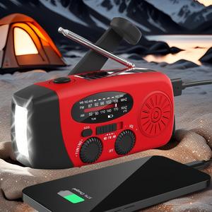 Radio con carga solar/manivela/USB, radio multifuncional para exteriores con linterna LED, radio de emergencia para camping al aire libre, senderismo y escalada, recargable #TOP PICKS