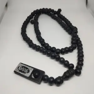 Tasbih kayu panjang hitam 99 butir bulat Muslim