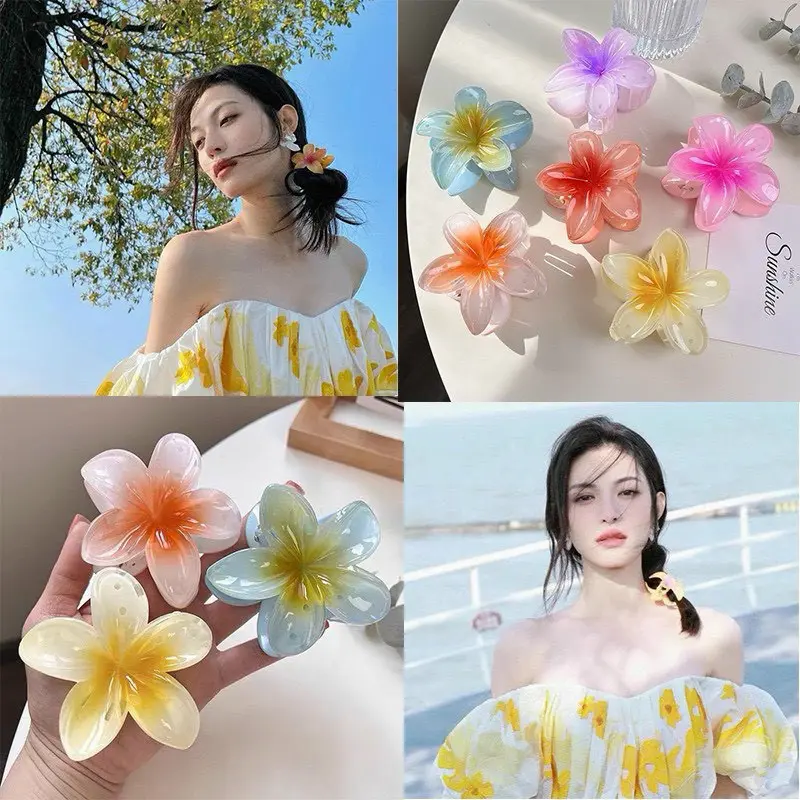 Kẹp Tóc Hoa sứ NOVSET nhiều màu HOTTREND, kẹp càng cua Nhiều Màu Sắc Phong Cách hawai size 8cm