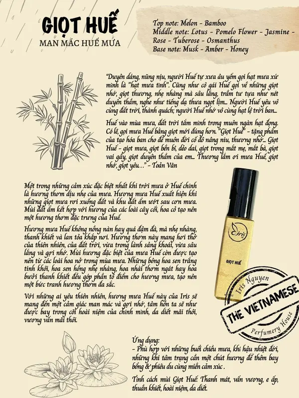 Giọt Huế - Nước Hoa Nữ Iris Nguyen Perfume - Tông Hoa Cỏ Thanh Mát 7