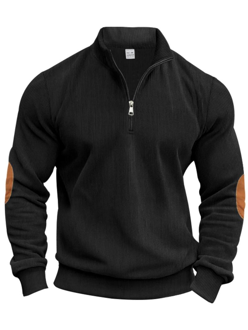 Product Introduction of Men's Colorblock Patchwork Half Zip Sweatshirt, Regular Fit Casual Retro Long Sleeve Collared Pullover for Spring & Fall, Fashion Men's Top for Daily Wear, Hoodie 2