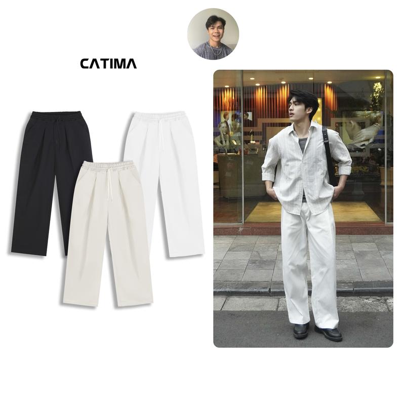[CATIMA x Thành Đơn Giản] Quần Kaki ỐNG RỘNG XẾP LI Phủ Giày CATIMA Unisex - Cạp Chun Co Giãn - Có Dây Rút - Không co rút QK21