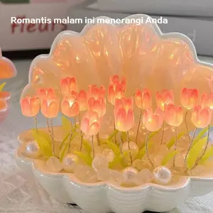 Lampu Kerang Tulip DIY - Lampu Meja Tidur Aesthetic, Peredup Suasana Romantis, Gift Anniversary untuk Pacar, Dekorasi Kamar Minimalis & Lampu Malam Mood Booster