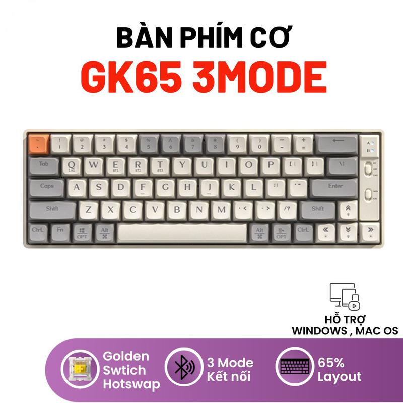 [ Sale Sốc ] Bàn Phím Cơ LANGTU GK65 Không Dây Có HOTSWAP - Trục Golden swtich - 3 chế độ kết nối - Pin sạc sài 7 ngày