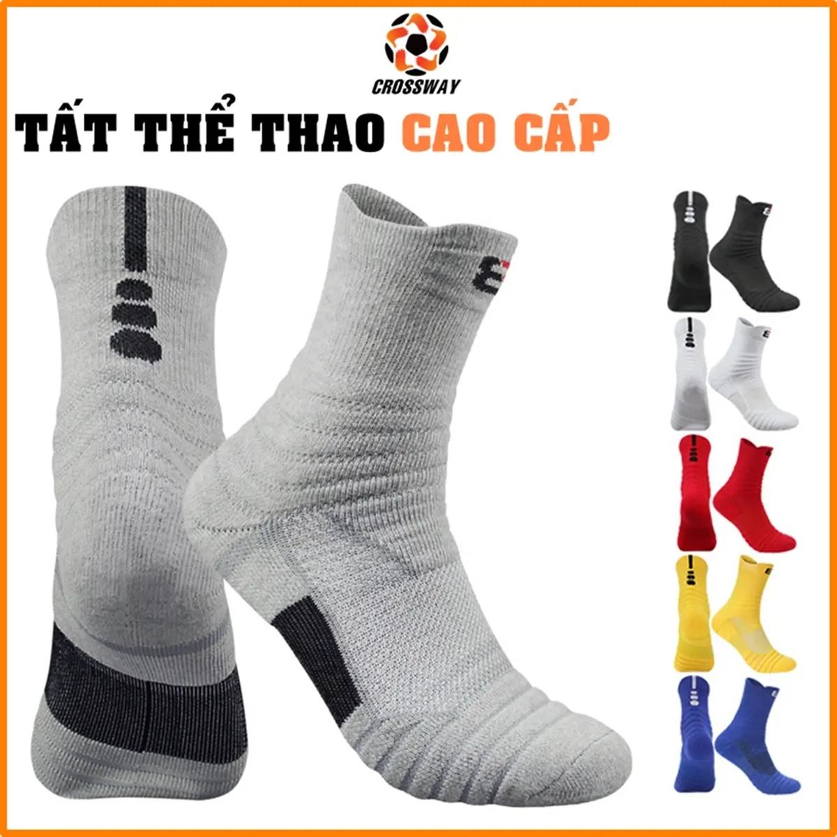 Vớ Chạy Bộ Chống Trơn Trượt Cổ Ngắn Cổ Lửng Cổ Cao, Tất Thể Thao Cao Cấp Tennis Cầu Lông Đạp Xe  Bóng Rổ Bóng Đá Sport