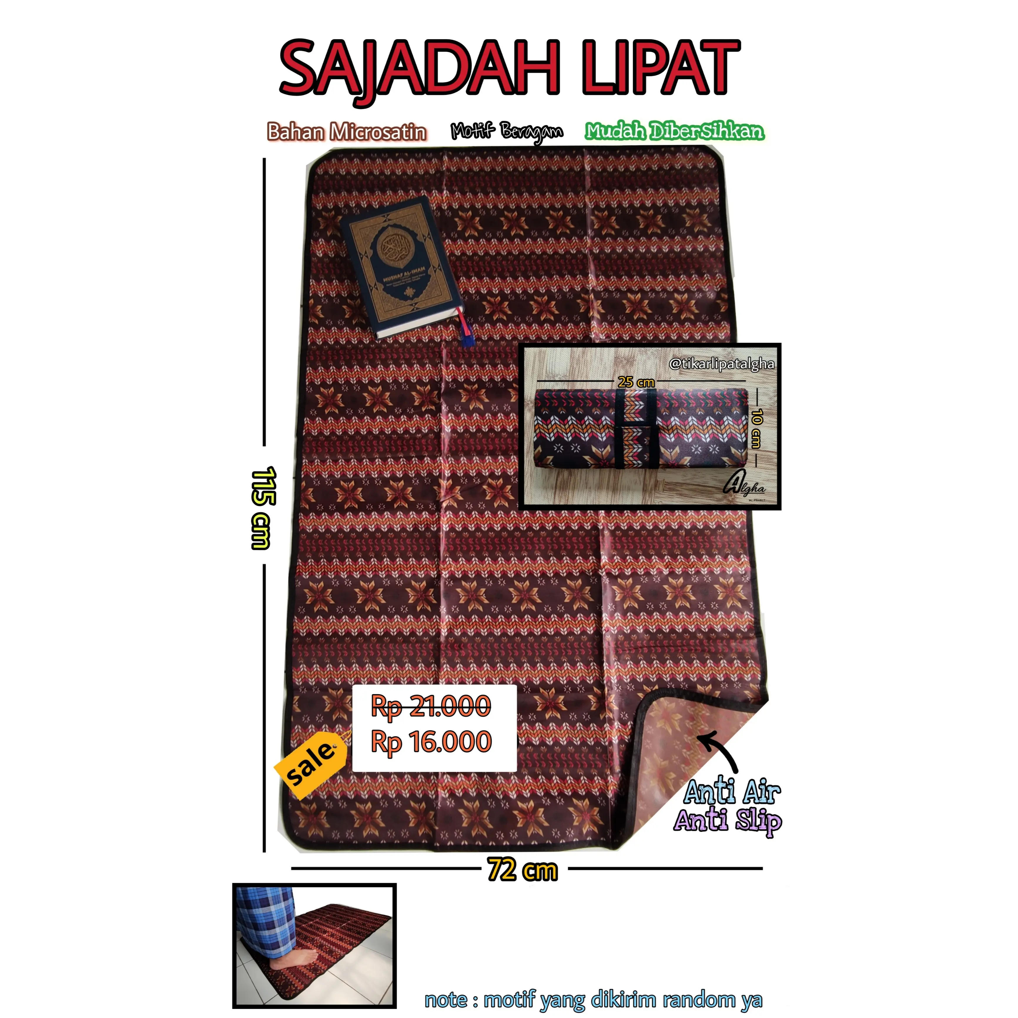 Tikar Lipat / Sajadah lipat Mini 73 x 115 cm Motif