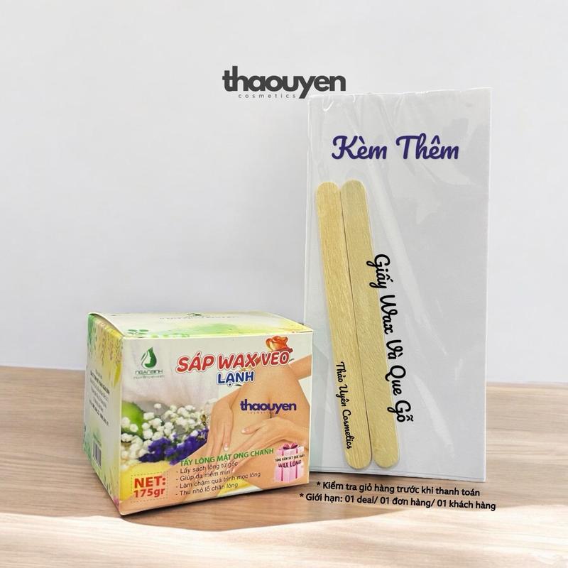 Sáp Wax Veo Lạnh Lông Mật Ong Chanh Ngân Bình MPĐT 175g Kèm Que Gỗ Và Giấy Wax Waxing tẩy