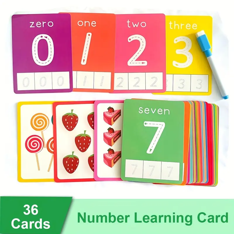 Alphabet/number/math Learning Card, 36pcs/set Learning Card with Erasable Pen, Learning Card for Preschoolers & Kindergarten Learning Activities,  Teenage Girl Gifts 0