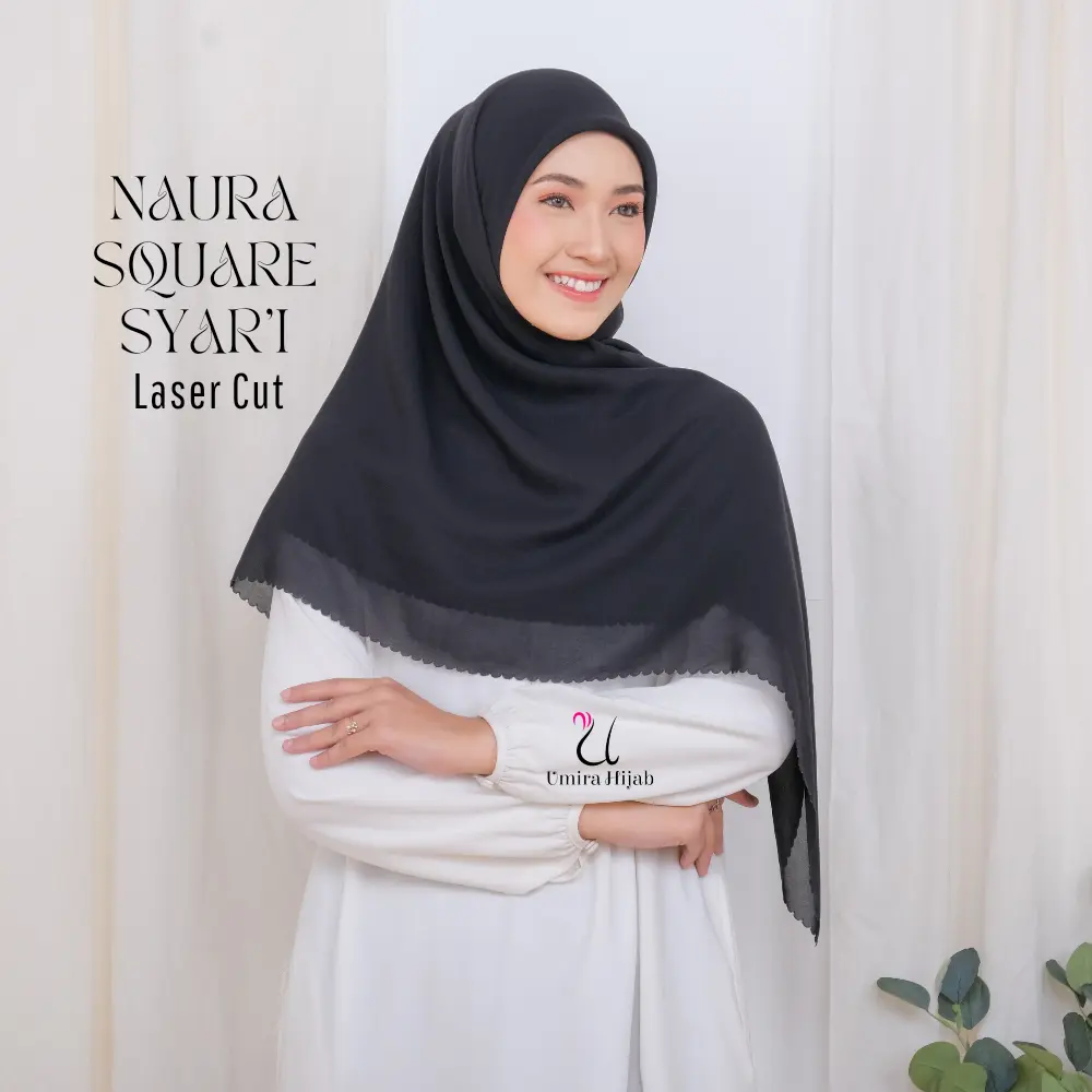 NAURA SQUARE GRADE A SYAR'I LASER CUT Empat Jilbab Nyaman Segi