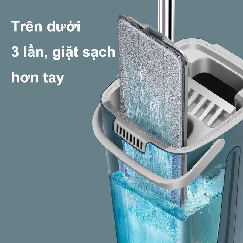 Cây Lau Nhà Tự Vắt Thông Minh 360 Độ 1 chậu +2 cây lau+ 8 bông lau - Giặt Sạch Nhanh Khô, Tiện Lợi, Tiết Kiệm Sức Lực