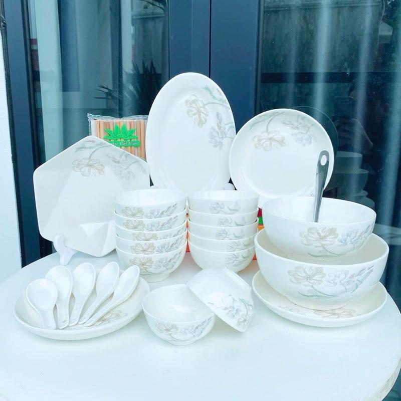  Sét bộ đồ ăn Hoa Tường Vy 26 món gốm sứ loại A 
