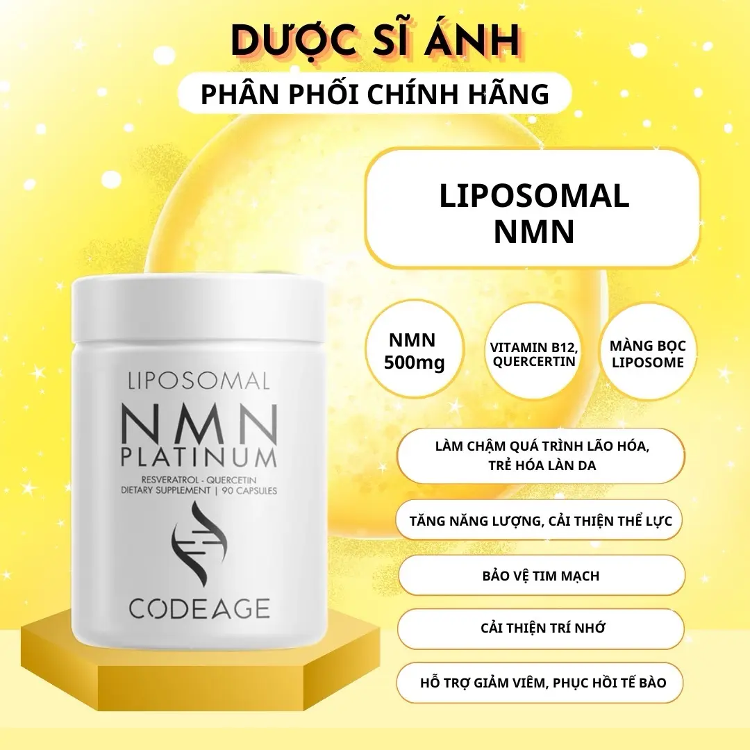Viên uống Liposomal NMN, hỗ trợ cải thiện sức khỏe, Hộp 90 viên, dùng được cả Nam và Nữ