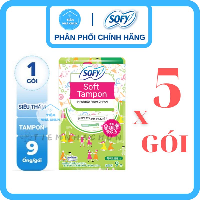 CHE TÊN SP Combo 5 Gói 9 Ống BVS Sofy Tampon Băng Vệ Sinh Sofy Soft Tampon Super Siêu Thấm Nhật Bản NHẬP KHẨU CHÍNH HÃNG - NHI.TNL TIEMNHACHUN TIỆM NHÀ CHUN