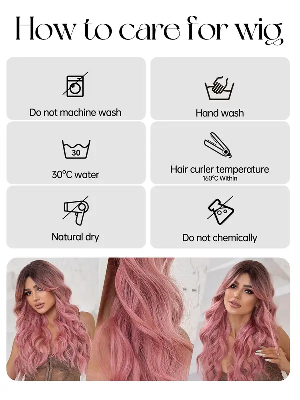 Women's Pink Long Curly Wigs, 30inch Gorgeous Fluffy Wigs with Bangs, Striking Synthetic Costume Wigs for Party & Daily Use, Anime Cosplay 7