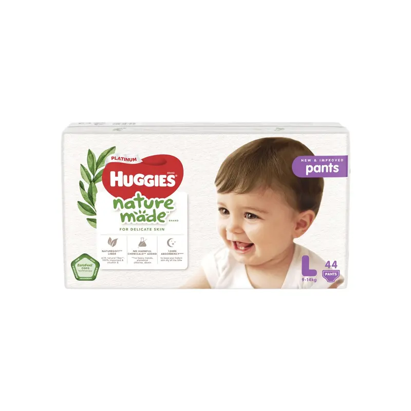 Bỉm/tã dán/quần Huggies Platinum Nature Made Size NB60/S82/M64/L54/XL44/XXL26 6