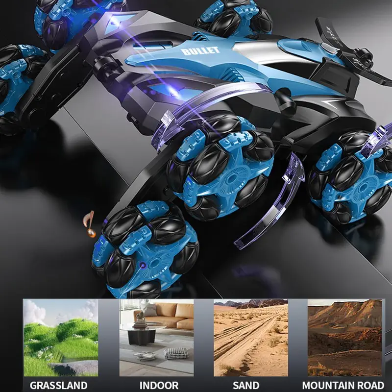 Spray Drift 360 Degree Spin Stunt Rc Car, 2.4GHZ Watch Sensor Dual Remote Control 6 Wheel Stunt Car, Rechargeable Toy Car with Lights and Music, Holiday Gift, Christmas Gift, Santa Presents, Secret Santa Funny Gift 7