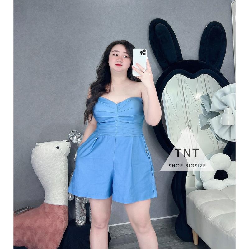 JUMPSUIT JEAN CUP XẾP LI [TNT SHOP BIGSIZE 60KG 90KG] Nữ Women