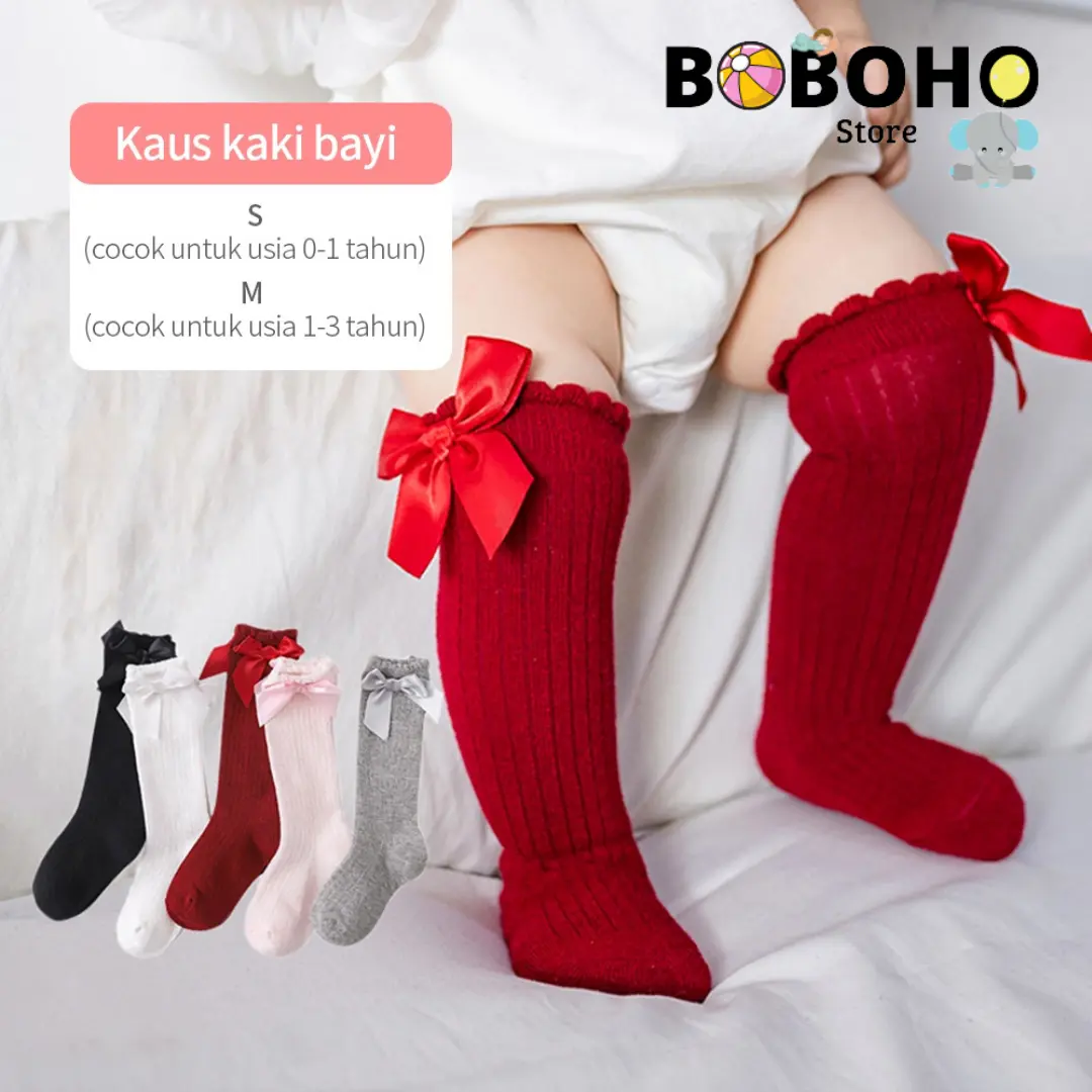 Boboho - Kaos Kaki Panjang Anak Bayi Cewek Anti Slip / Kaus Kaki Anak Bayi Perempuan