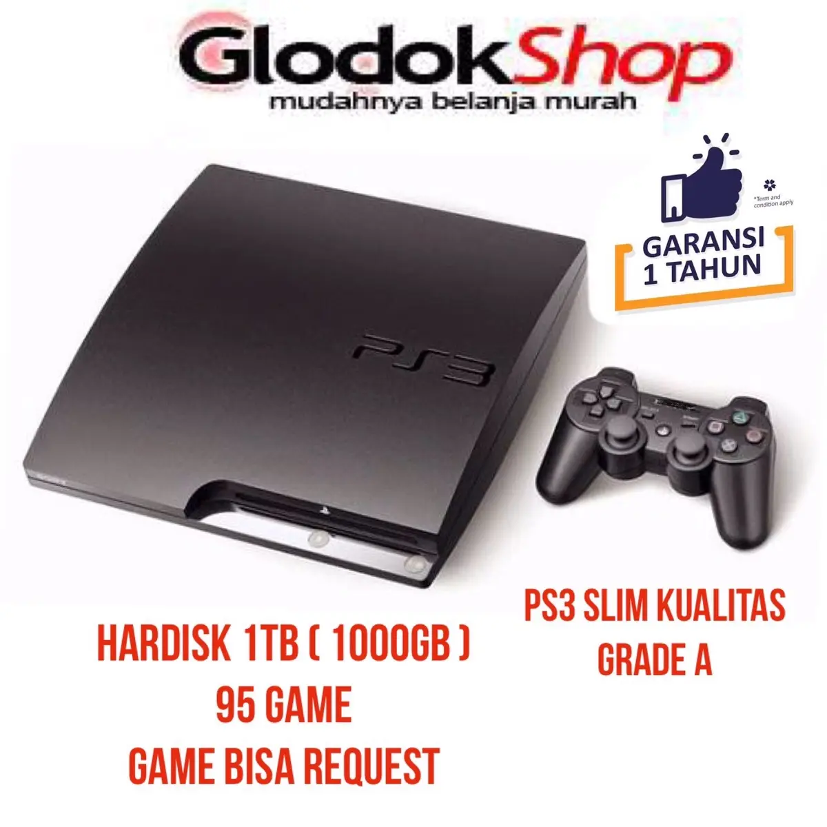 Ps3. Playstation3 slim cfw hen hardisk 1tb ( 1000gb) Kualitas grade A