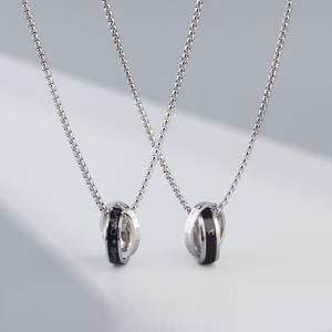Kalung Saling Cincin Berganda,  Diperbuat daripada Keluli Titanium, Untuk Lelaki,   kalung  titanium  lipan  anti  karat  asli  premium，