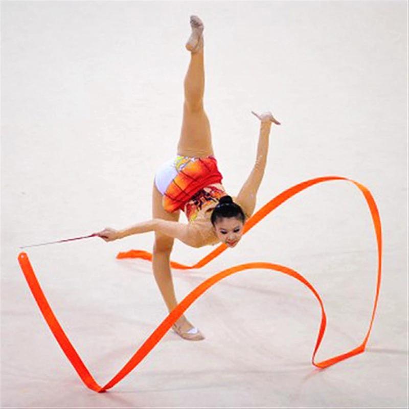 Product Introduction of 2M/4M Colorful Gym Ribbons Dance Ribbon Rhythmic Art Gymnastic Ballet Streamer Twirling Rod Stick For Gym Training Professional 0
