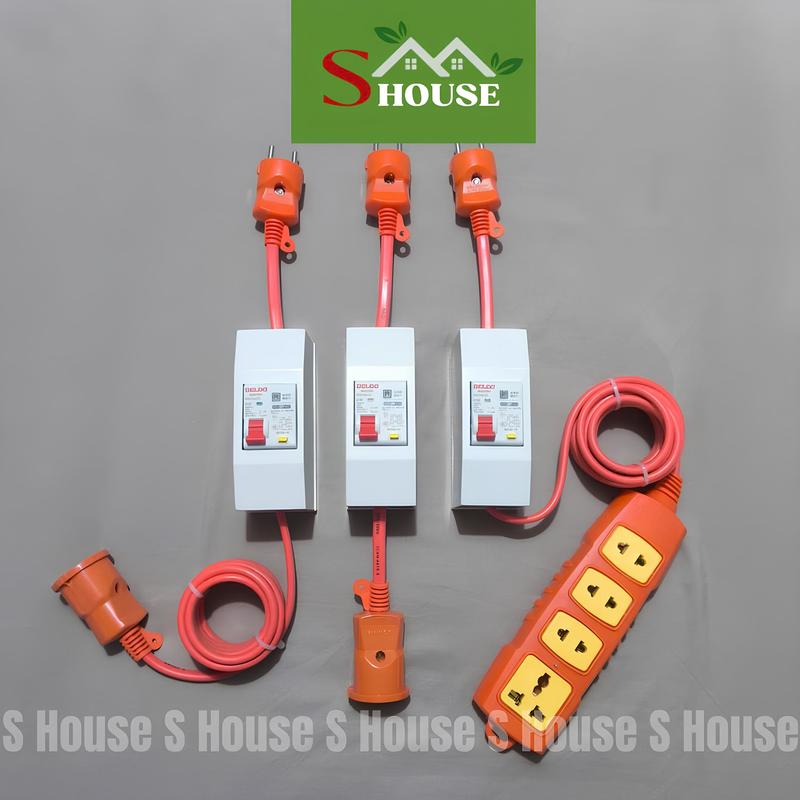 Bộ Chống Giật gồm Phích cắm CB Chống Giật dây chịu tải cao cho Máy rửa xe Máy lọc hồ cá và Ổ cắm gia đình