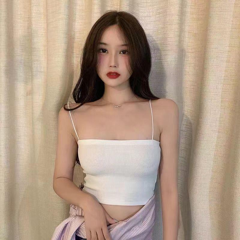 Product Introduction of Solid Color Anti-Exposure Half-Length Small Sling Cropped Tank Top Women Short Bottoming Shirt Wrapped Chest Tube Top Women 22
