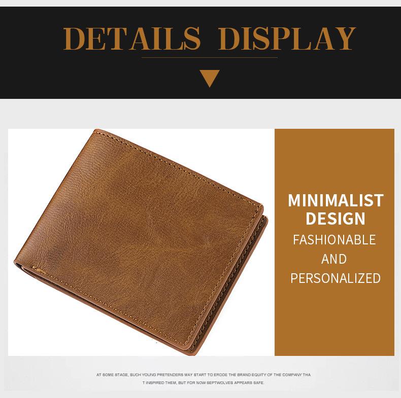 Product Introduction of Horizontal Wallet Wholesale Men's Short Wallet Men's Student Leather Wallet Retro Wallet No Logo Factory In Stock 23