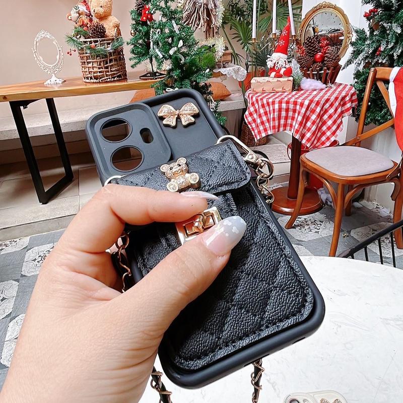 [OPPO + TẶNG KẸP HOA SỨ 8cm] . ốp đeo chéo kèm charm gấu nơ - bảo vệ cam - đeo đi du lịch tiện dụng - kèm ví để thẻ để tiền ốpdẻo lưng ốp điện thoại 7