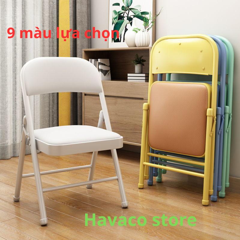 Ghế Văn Phòng Gấp Gọn Ghế Gấp Decor Phòng  Ghế Đệm Tựa Lưng Bọc Da Êm Ái Khung Thép Sơn Tĩnh Điện