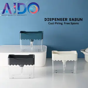 AIDO Dispenser Sabun Spon Praktis Tempat Sabun Cuci Piring Plastik Pompa Sabun Serbaguna Model 1 & 2 ABS 13 OZ Hemat Waktu & Ruang